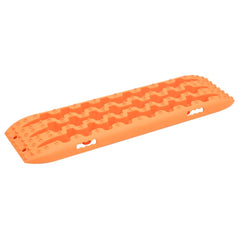 Two orange reinforced nylon traction boards, 41.7x12x2.8in each, with zigzag treads.