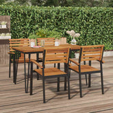 Garden Table Acacia Wood Brown Solid Acacia Wood, Powder-Coated Metal