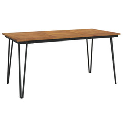 Garden Table Brown, Black Solid acacia wood, powder-coated metal