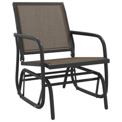 Brown Textilene steel garden glider chairs with ergonomic design, set of two.