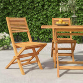 Folding Garden Chair Set of 2 Natural Wood Solid Teak Wood Medium