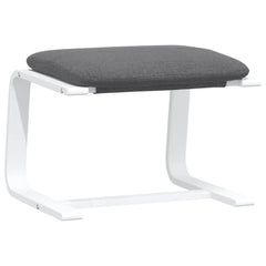 Footstool Dark Gray Polyester Fabric, Solid Birch Wood, Plywood