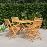 Garden Dining Set Natural Teak Solid Teak Wood Medium Foldable