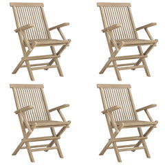 Folding Garden Chair Set of 4 Grey Solid teak wood Standard