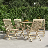Folding Garden Chair Set of 4 Grey Solid teak wood Standard