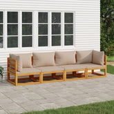 Garden Lounge Set Taupe Solid Acacia wood, 100% polyester Standard
