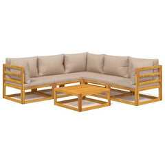 Garden Lounge Set Taupe Solid Acacia wood, 100% polyester cushions