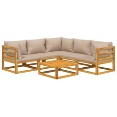Garden Lounge Set Taupe Solid Acacia wood, 100% polyester cushions