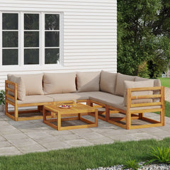 Garden Lounge Set Taupe Solid Acacia wood, 100% polyester cushions