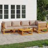 Garden Lounge Set Taupe, Wood