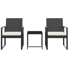 Garden Dining Set Black PP Rattan Standard Modular