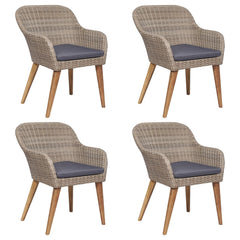 Garden Dining Set Table: Black, Chairs: Brown, Cushions: Dark Grey