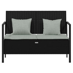 Garden Bench Black PE rattan 2-Seater Garden Bench Rectangular