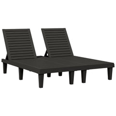 Sun Lounger Black Polypropylene Double Multi-Position Backrest
