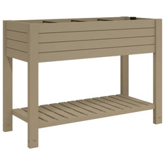 Light brown polypropylene raised garden bed with self-watering system and ergonomic height.