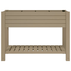 Light brown polypropylene raised garden bed with self-watering system and ergonomic height.