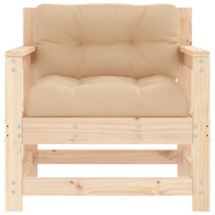 Garden Chair Beige Solid pine wood Medium Modular Armchair