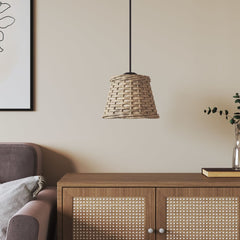 Ceiling Lamp Shade Brown Wicker, Iron Medium Decorative Inlays