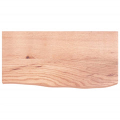 Wall Shelf Light Brown Solid Oak Wood with a Varnished Finish