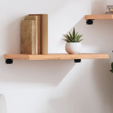 Wall Shelf Light Brown Solid Oak Wood with a Varnished Finish