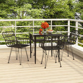 Garden Dining Set Black Poly Rattan Standard Durable
