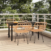 Garden Dining Set Black Poly Rattan, Tempered Glass Large Durable