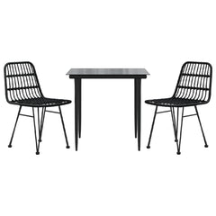 Garden Dining Set Black Poly Rattan Medium Durable