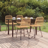 Garden Dining Set Black Poly Rattan Standard Seats Up to Five