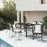 Garden Dining Set Black, Cream white