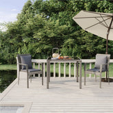 Garden Dining Set Grey PE rattan, powder-coated steel, tempered glass