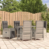 Garden Dining Set Grey PE rattan 7 Pieces Garden Dining Set