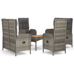 Garden Dining Set Gray PE rattan Adjustable Armrests