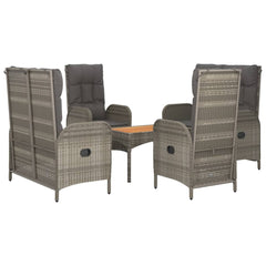Garden Dining Set Gray PE rattan Adjustable Armrests