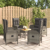 Garden Dining Set Gray PE rattan Adjustable Armrests