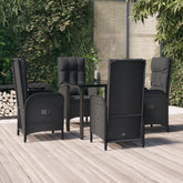 Patio Dining Set Black PE Rattan Medium Adjustable Armrests