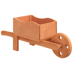 Two solid fir wood wheelbarrow planters, each 18.5x5.9x7.5 inches with wheels and handles.