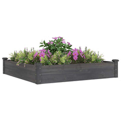 Garden Raised Bed Grey Solid fir wood, Non-woven fabric