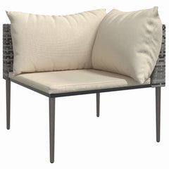Garden Lounge Set Grey, Beige Poly Rattan, Steel, Polyester