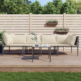 Garden Lounge Set Grey, Beige Poly Rattan, Steel, Polyester