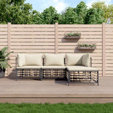 Garden Lounge Set Anthracite Poly rattan, powder-coated steel, fabric
