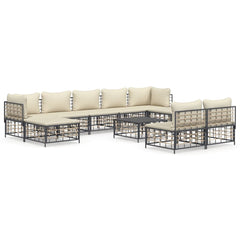 Garden Lounge Set Set of 10 Anthracite Poly Rattan Large