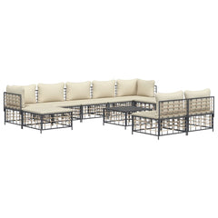 Garden Lounge Set Set of 10 Anthracite Poly Rattan Large