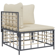 Garden Lounge Set Set of 10 Anthracite Poly Rattan Large