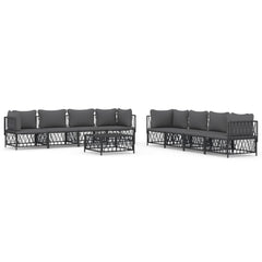 Garden Lounge Set Anthracite Woven fabric Large Modular