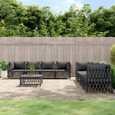 Garden Lounge Set Anthracite Woven fabric Large Modular