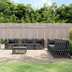 Garden Lounge Set Anthracite Woven fabric Large Modular
