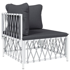 Garden Lounge Set White Woven fabric, powder-coated steel, textilene