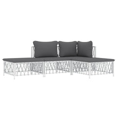 Garden Lounge Set White Woven fabric, powder-coated steel, textilene