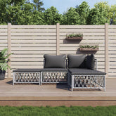 Garden Lounge Set White Woven fabric, powder-coated steel, textilene