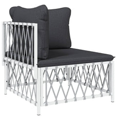 Garden Lounge Set White Woven fabric, powder-coated steel, textilene